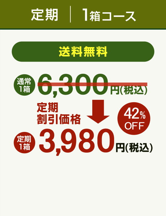 定期1箱コース 通常価格6,300円→3,980円(税込)円(税込)